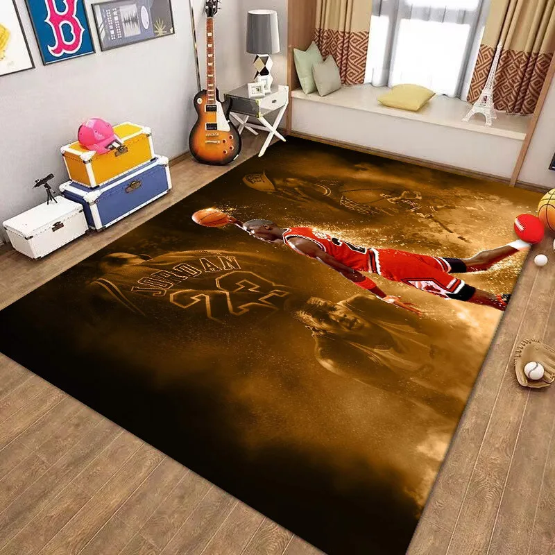 VIKAMA 1PC Basketball Star Crystal Velvet Carpet Dirt Resistant Bedroom Living Room Sofa Coffee Table Non-Slip Pad Home Decor