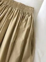 Women White Long Skirt Fashion Pockets Pleated Knee Length Skirts Autumn 2024 New Casual Elegant High Waist A Line Femme Skirts - Image 4