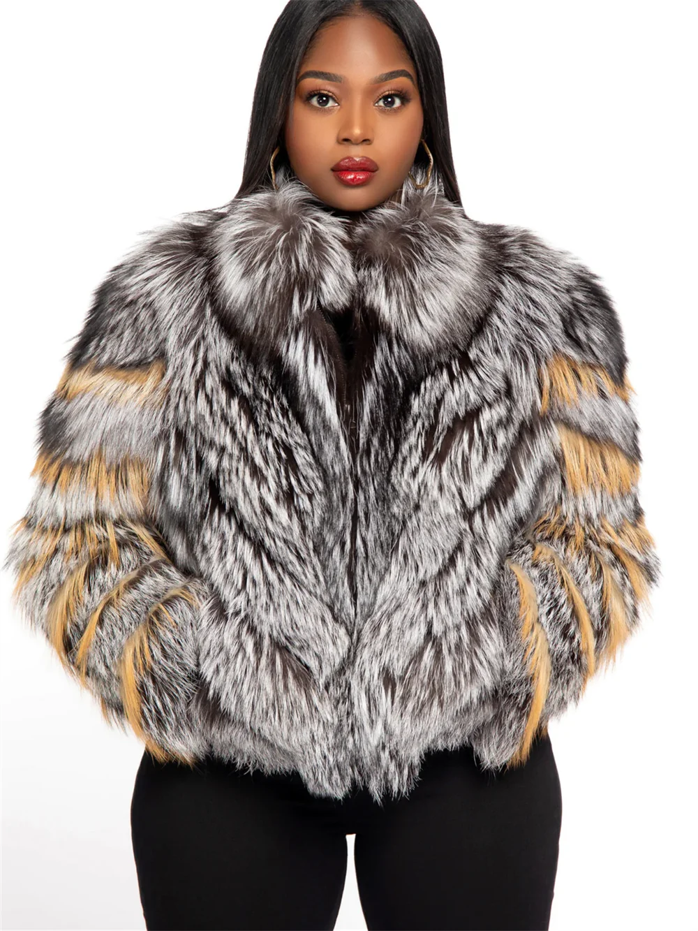 Real Red Fox Fur Jacket Women Plus Size Luxury Full Sleeves Winter Plush Fur Vest Female Silver Fox Short Coat For Girls short fox fur jacket for women long sleeves plush natural blue luxury coat for girls new winter