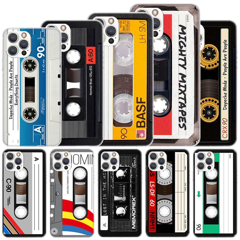 Vintage Magnetic Old Tape Cassette Soft Case For iPhone 16 17 Air 16E 15 Plus 11 12 13 Mini 14 Pro Max Phone Cover Apple 7 8 SE