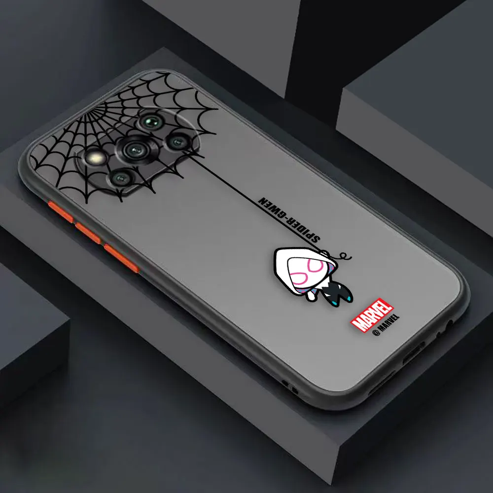 thumbnail image 1 of Matte Case for Xiaomi POCO X4 X3 X2 M4 M3 M2 F4 F3 GT C40 CC9 PRO 4G 5G A3 MIX4 CIVI Case Cartoon Marvel Spider-Man Spider Web, 1 of 5