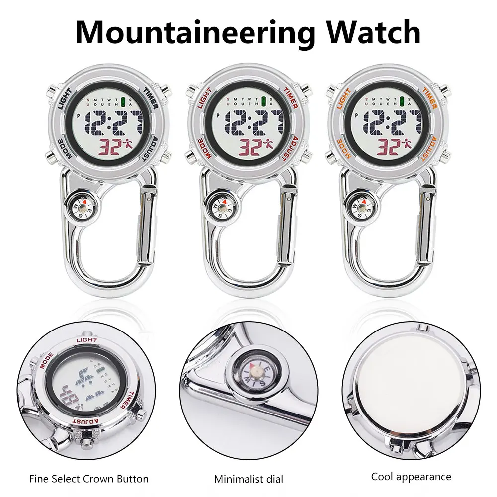 

Многофункциональные электронные карманные часы для кемпинга с компасом для занятий спортом на открытом воздухе на рюкзаке часы для походов на поясе светящиеся карманные часы