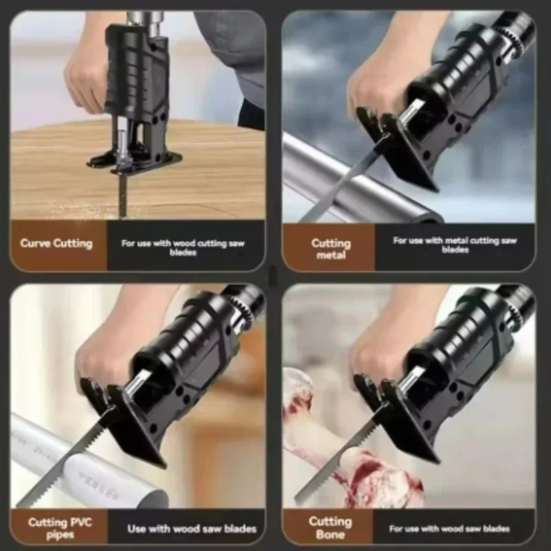 2026 Reciprocating Saw Adapter Electric Drill To Electric Saw for Wood Metal Cutting Tool with Saw Blade for Wood Metal Cutting