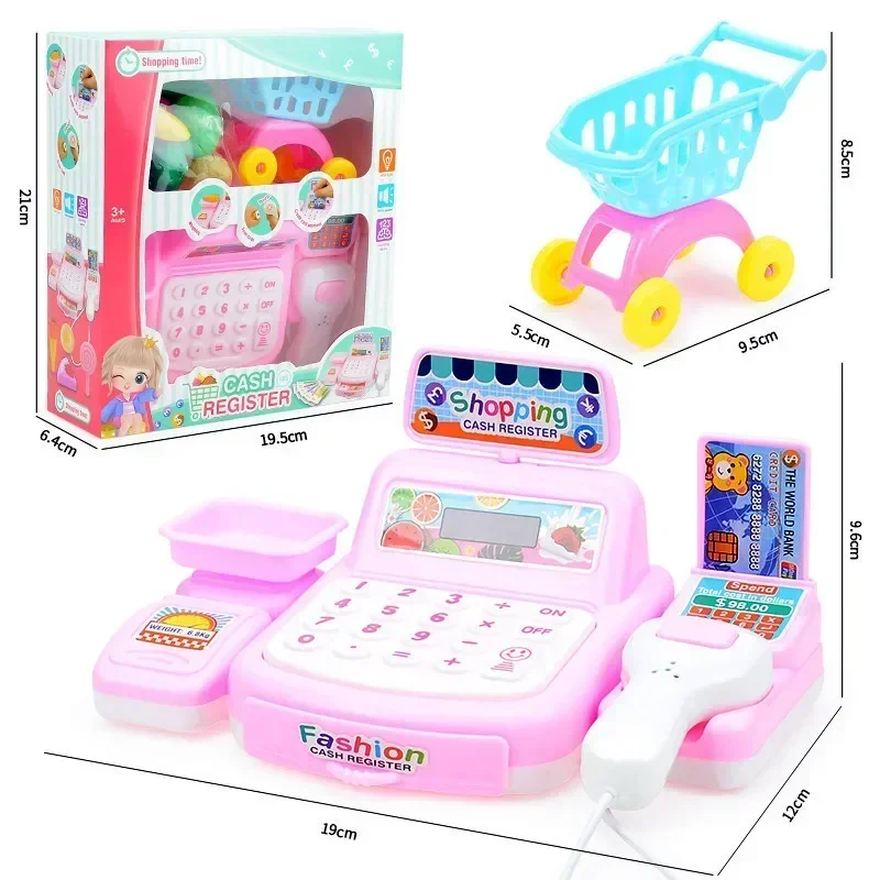 Cash Register Toy Simulation Supermarket Cash Register Toys Set With Lighting Sound Effects Calculation Checkout Early Education 3