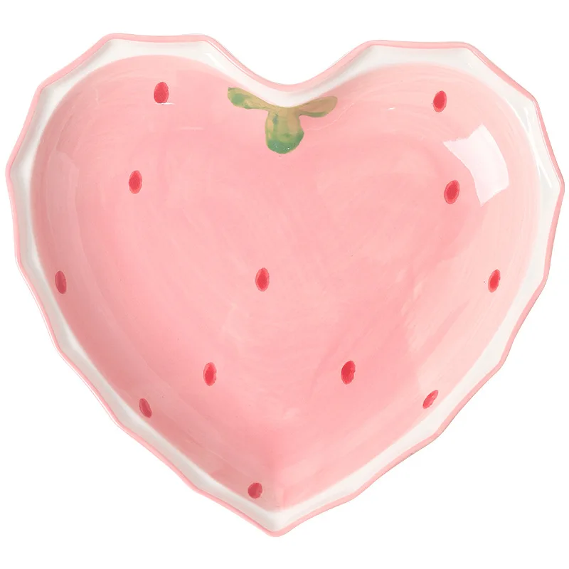 Strawberry Bowl Spoon Plate Set Decorated with High Beauty for Girl's Favorite Bowl Salad Dessert Household Tableware
