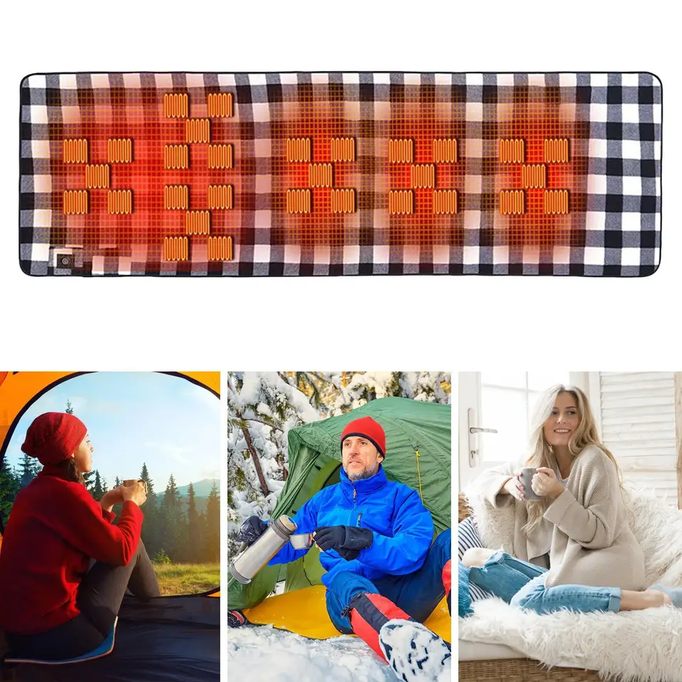 Sac De Couchage Chauffant électrique Eperfectcom – Doublure Polaire Pour Camping 4 Saisons (Noir, Grand)