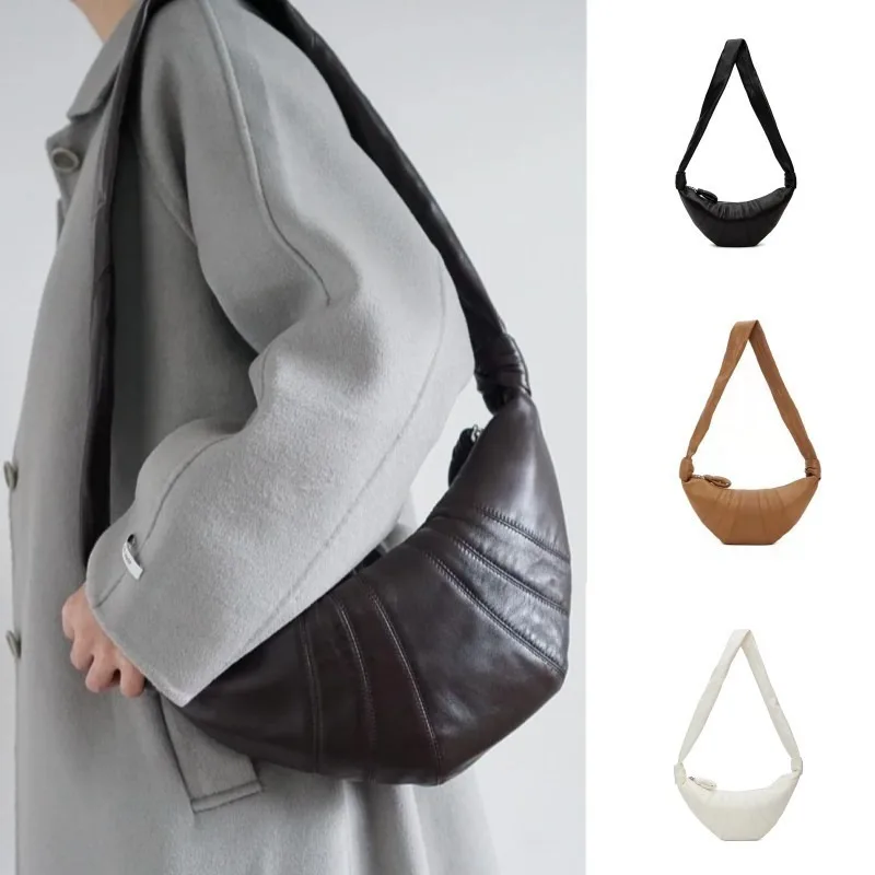 

Lemaire cowhide bun and sheepskin new 2023 niche genuine leather underarm dumpling bun with diagonal cross chest waist Women Bag