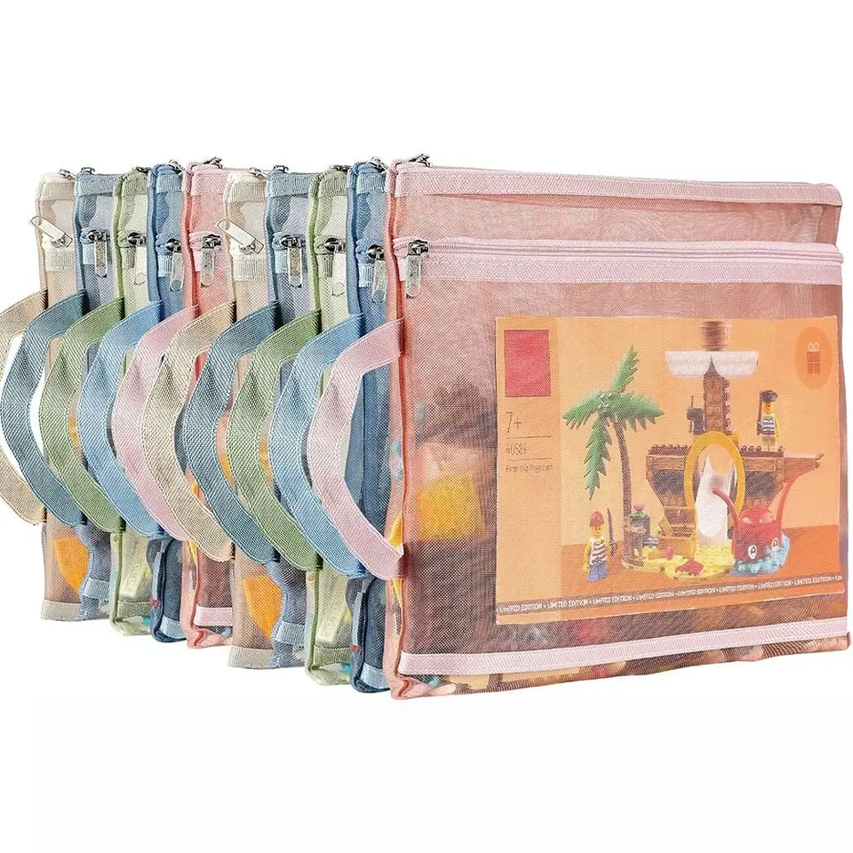 DIQMIAQ Bolsa De Malla Con Cremallera De Doble Capa Diseño De Asa 5 Bolsas De Clasificacion De Materias A4 Bolsa De Almacenamiento Para Libros De