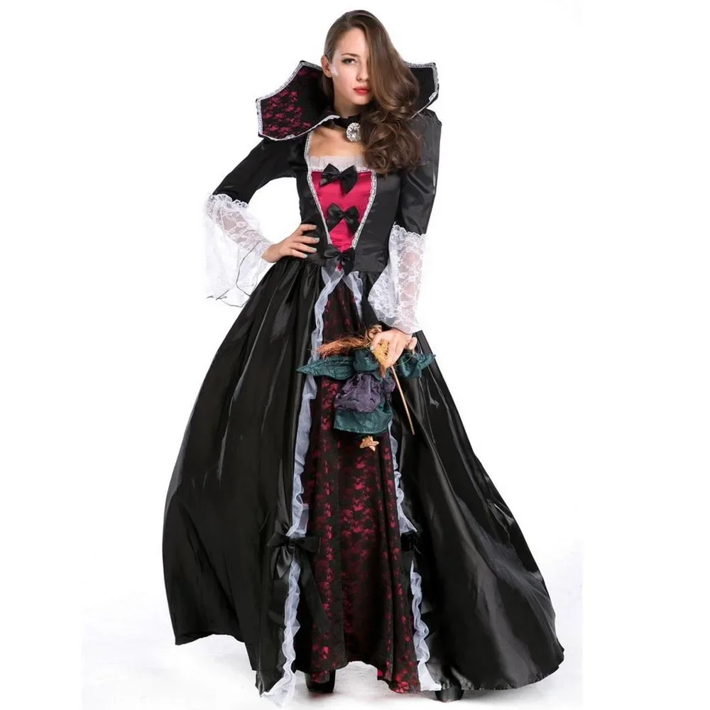 

Halloween Noble Queen Vampire Costume Sexy Gothic Halloween Carnival Party Fancy Dress Female Devil Cosplay Costume