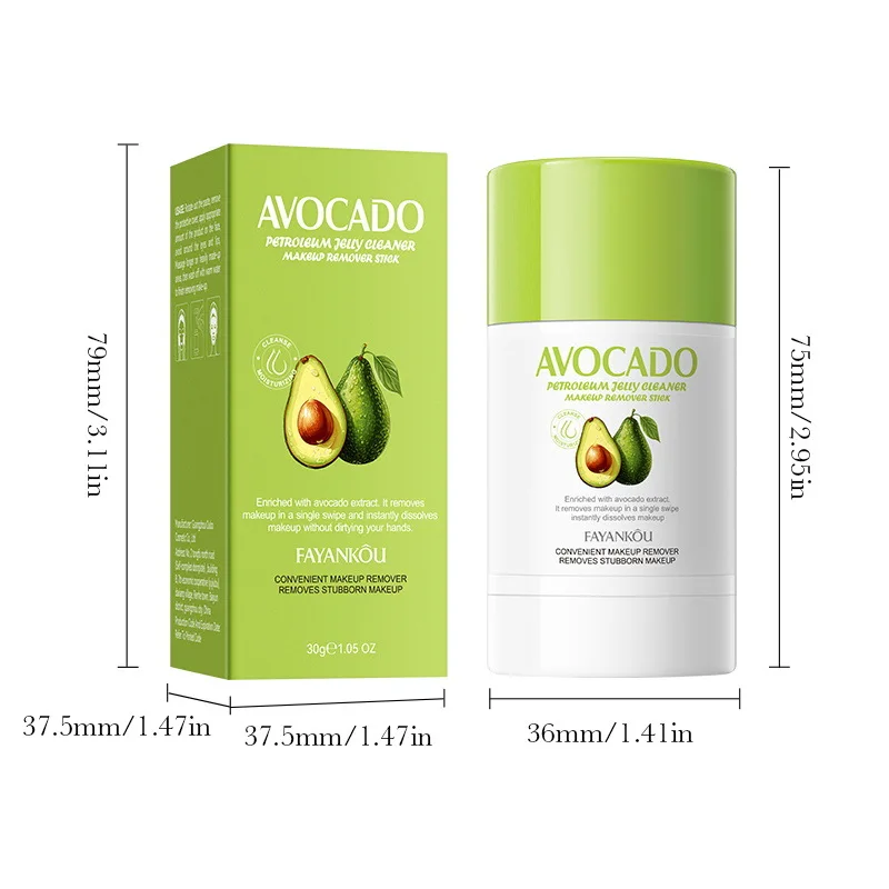 FAYANKOU Avocado Vaseline Cleansing Makeup Remover Stick Refreshing Cleansing Moisturizing Makeup Remover Balm