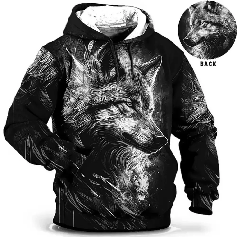 Sudaderas de moda para hombre, pulóveres casuales, patrón impreso en 3D, sudadera con capucha de tigre y lobo para hombre, ropa de calle de gran tamaño, ropa de otoño para hombre