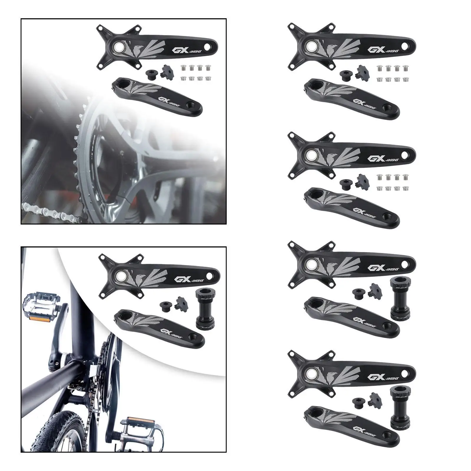 Bicycle Crank Arm Set Waterproof Crank Chainring Set Crank Arm for Trekking Bike Mountain Bikes Road Bikes Repair Replacement