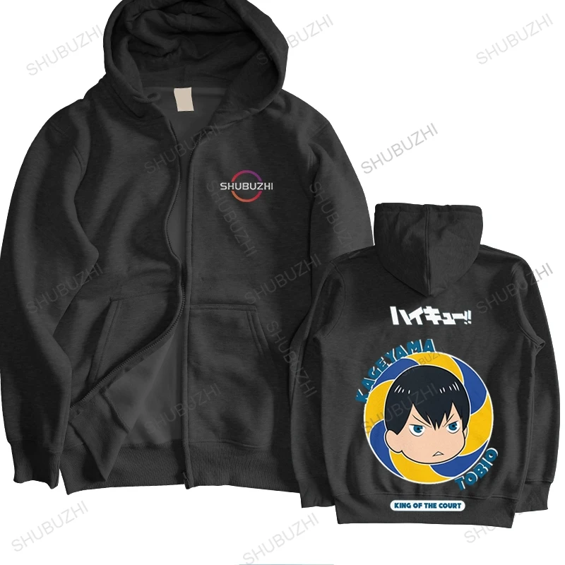 

Funny Haikyuu autumn pullover hoody Men Kageyama Tobio in Volleyball Manga autumn hooded jacket Cotton zipper Merchandise