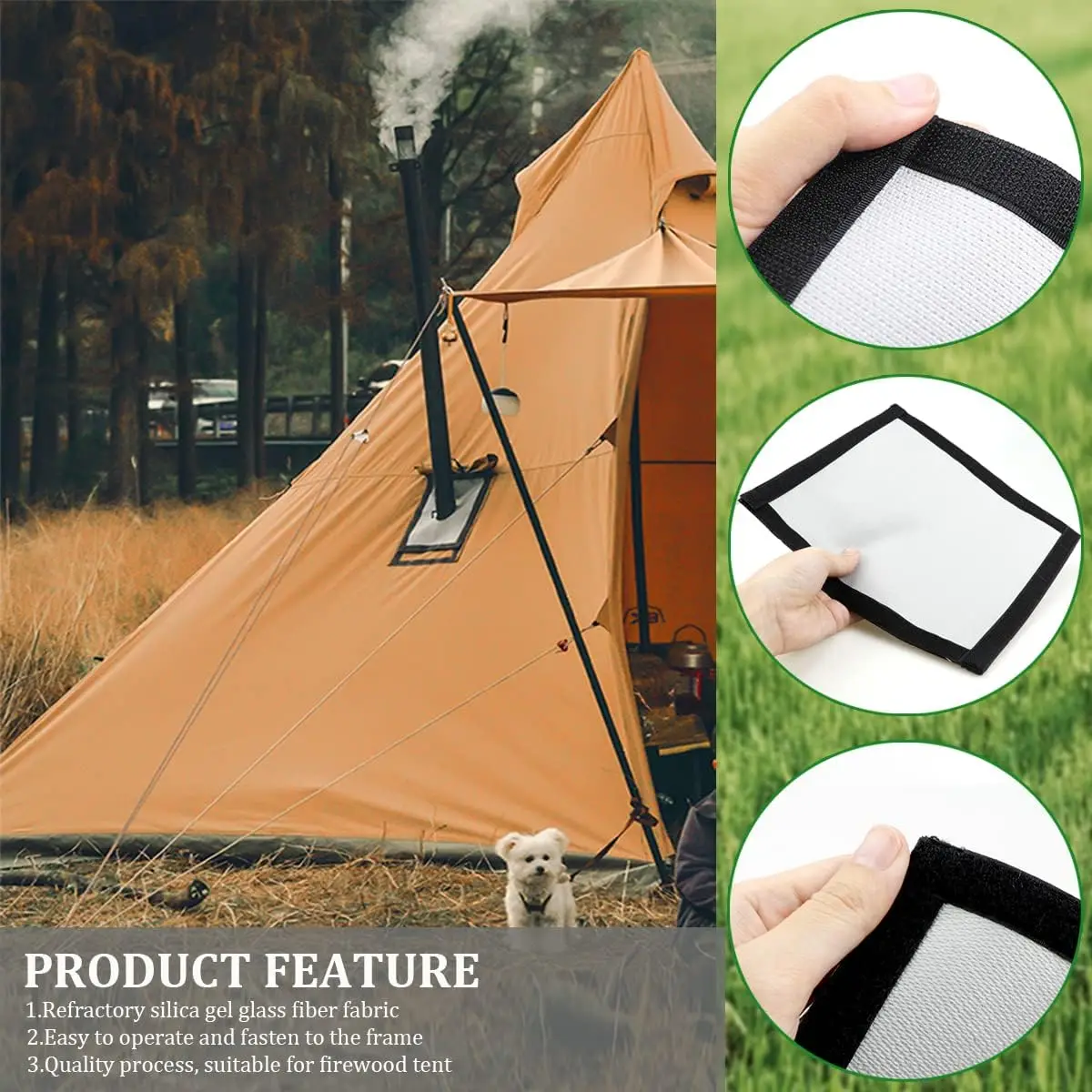 Hot Tent Stove Jack Stove Jack Kit camping tent accessories for Tent Fireproof Protection Ring Accessory for Camping