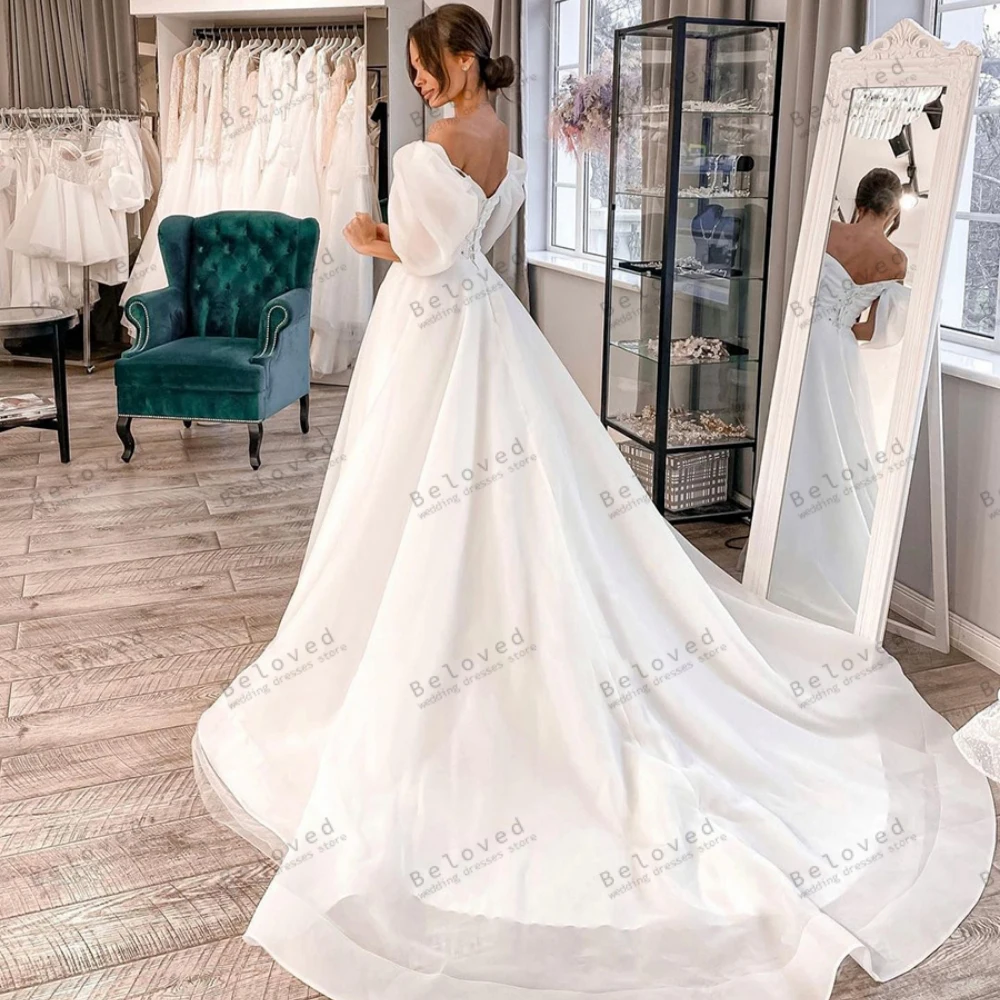 Simple Wedding Dresses A-Line Organza Tiered Bridal Gown Sweetheart Floor Length Robes Elegant Vestidos De Novia Customized wedding dresses