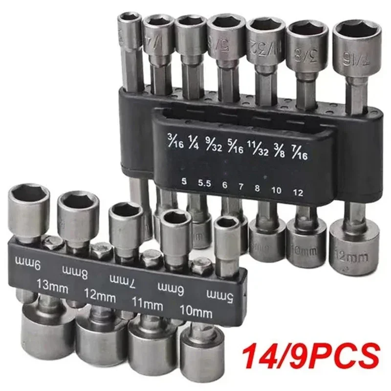 

9PCS/14PCS Allen Bit Hex Socket Sleeve Set Nut Driver Bit Set Durability Driver Screwdriver Set Pneumatic Bits Insert Tool Set