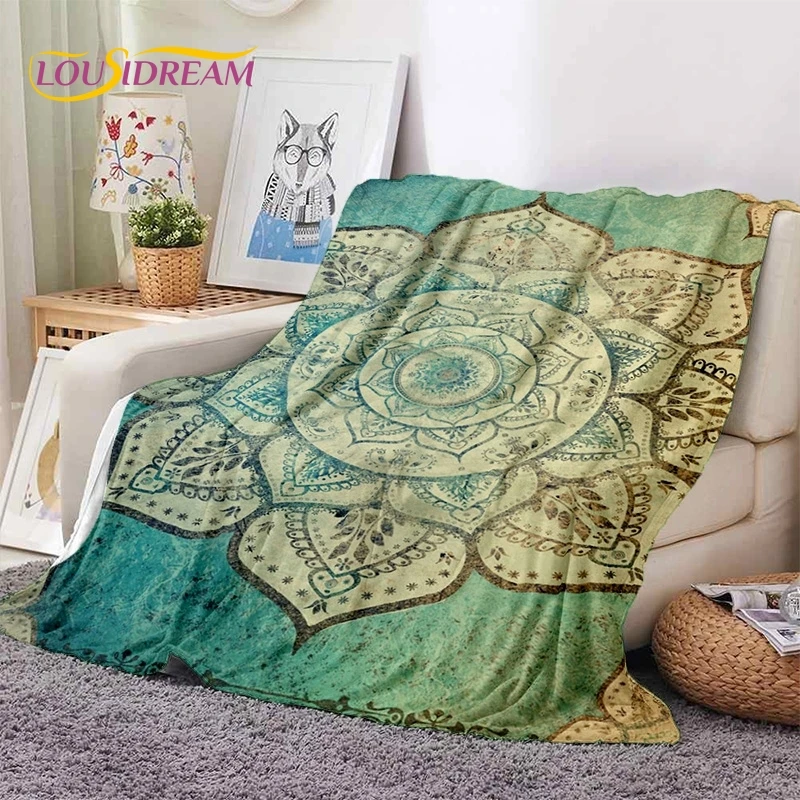 3D Mandala Yoga Flower Bohemia Meditation Soft Flannel Blankets Throw Blanket Picnic Beds Bedroom throw blanket
