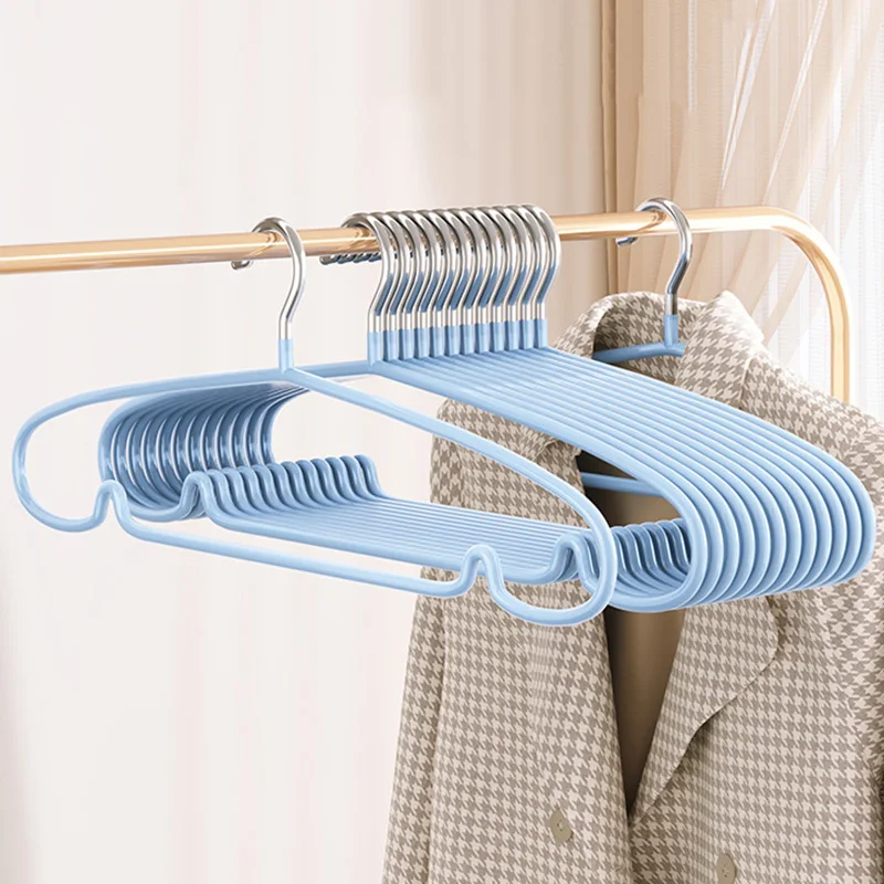 Non-Slip Hanger 10pcs No Trace Coated Metal Clothes Hangers Thicken Suit Coat Shirt Jacket Hanging Hanger with Round Notches