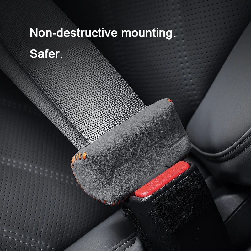 지크르 001 007 GT 009 7X용, 이탈리아 스웨이드 자동차 앞좌석 및 뒷좌석 안전벨트 버클 커버 스웨이드 슬리브 B필러 충돌 방지 자동차 액세서리