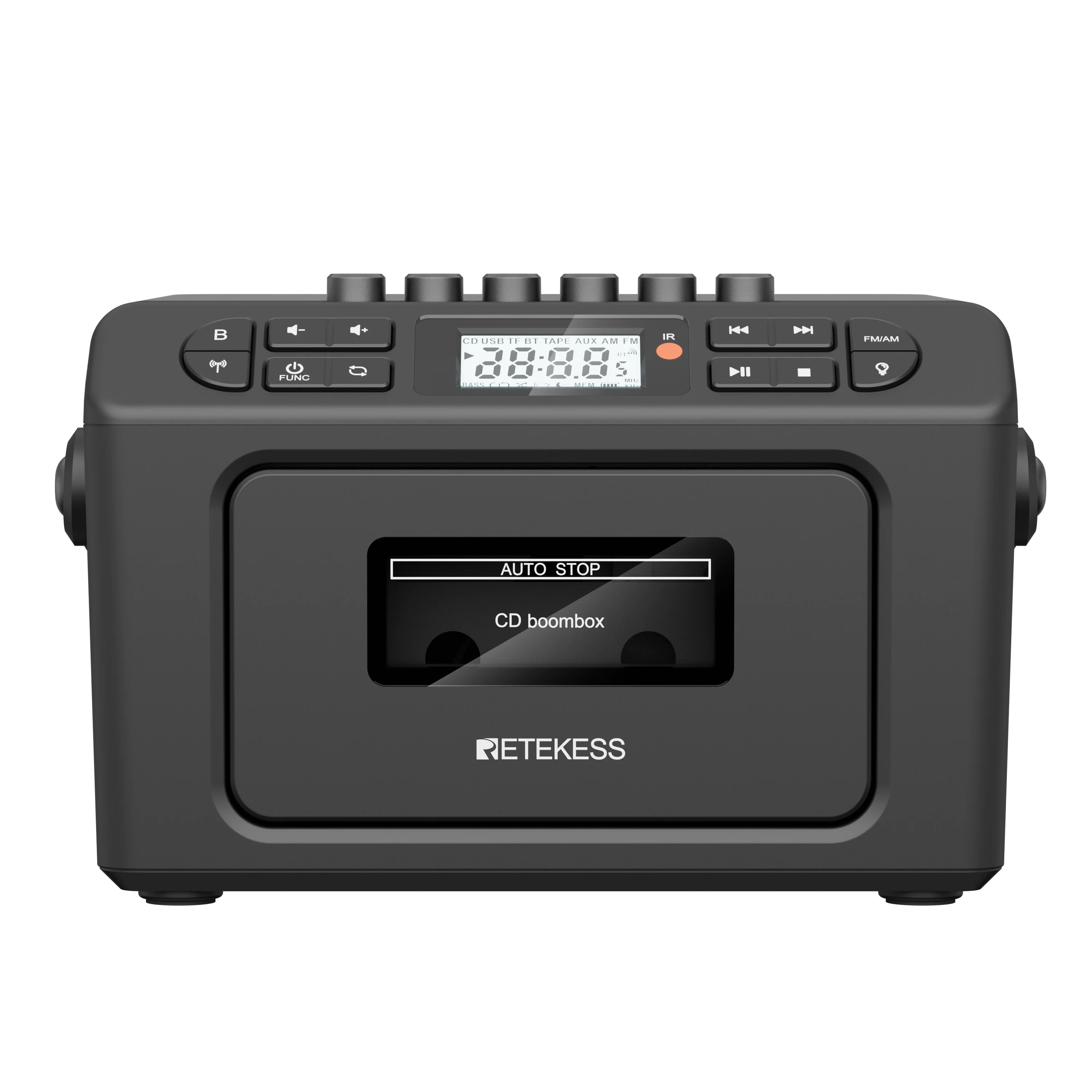 RETEKESS TR642 Multifunktionales Bluetooth-Radio CD AM FM Boombox Kassettenrekorder USB TF AUX Tragbarer CD-Player für Zuhause Geschenke – Detail 23