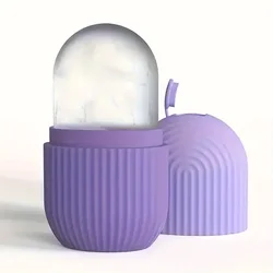Facial Rejuvenation Silicone Ice Cube & Roller Massage Tool (Purple)
