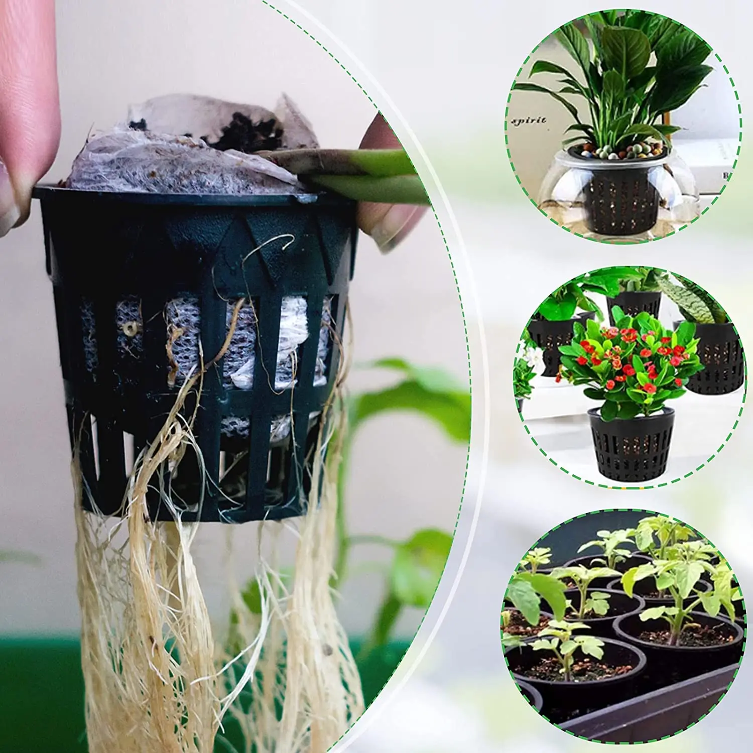 20PCS Hydroponic Colonization Mesh Plant Grow Net Nursery Pots Cup Plastic Basket Plant Soilless Greenhouse