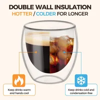 80/250/450ml Double-Wall Insulated Clear Glass Espresso Cups Perfect for Tea, Coffee, Latte, Cafe, Milk, Restaurant Use 2