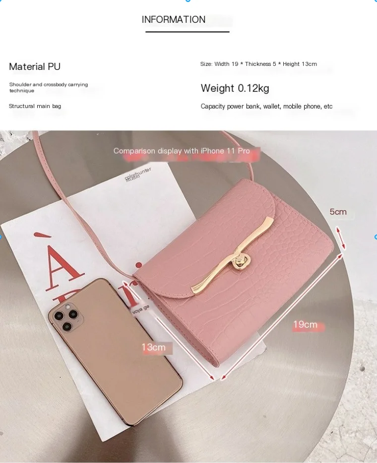 2025 spring Korean Croc-Embossed Lock Closure Compact Bag Candy Colors Crossbody Shoulder Purse for Phone Essentials