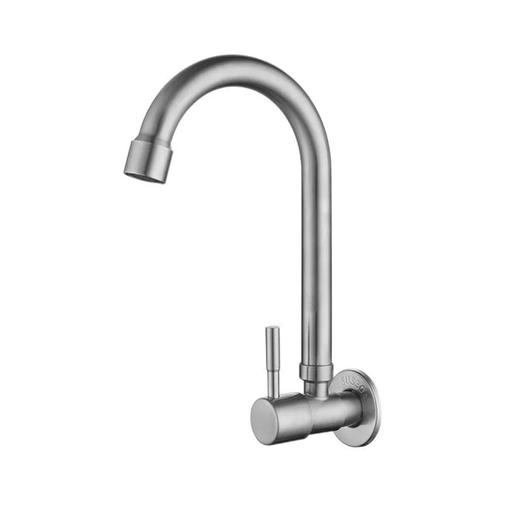 Rotation Stainless Steel Wall Mounted Kitchen Sink Water Faucet Tap Deck Mounted Stream Sprayer Single Cold Bathroom Mixer Tap