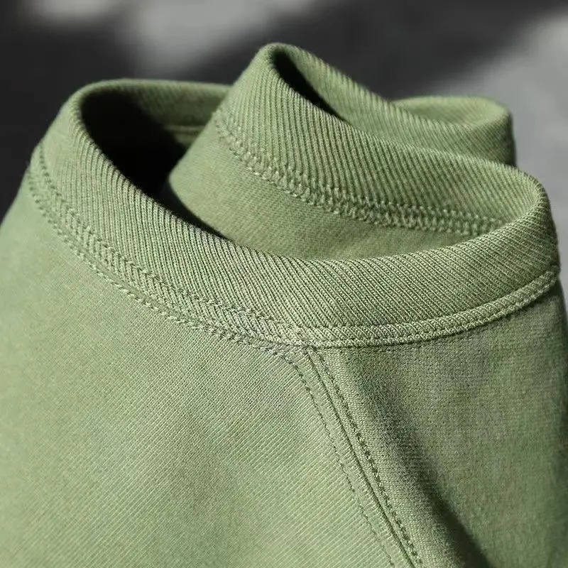 Heavyweight Avocado Green Brushed Cotton Short Sleeve Summer T-Shirt