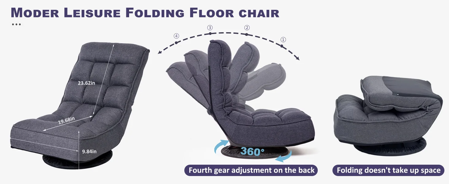 Recliner Chair,Comfy Swivel Chair for Living Room,Adjustable Foam Floor Chair