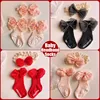 2pcs Bow Lace Baby Socks Newborn Cotton Baby Girls Sock Headband Cute Princess Style Toddler Socks Baby Accessories For Children 6