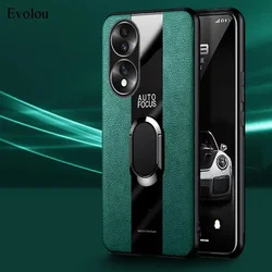 Premium PU Leather Plexiglass Case with Magnetic Ring Holder and Shockproof Design for Honor 60SE (Green)