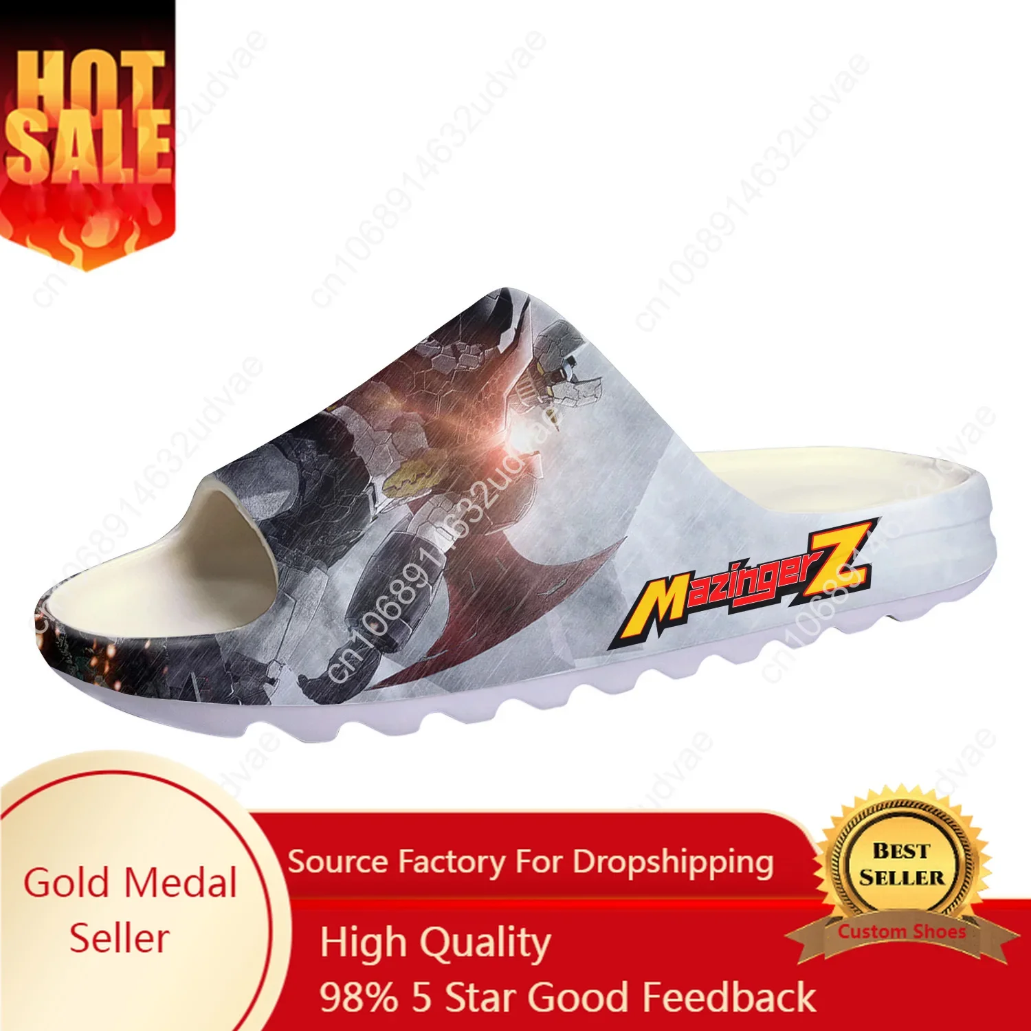 

Mazinger Z Cartoon Manga Anime Soft Sole Sllipers Home Clogs Customized Step On Water Shoes Mens Womens Teenager Step in Sandals
