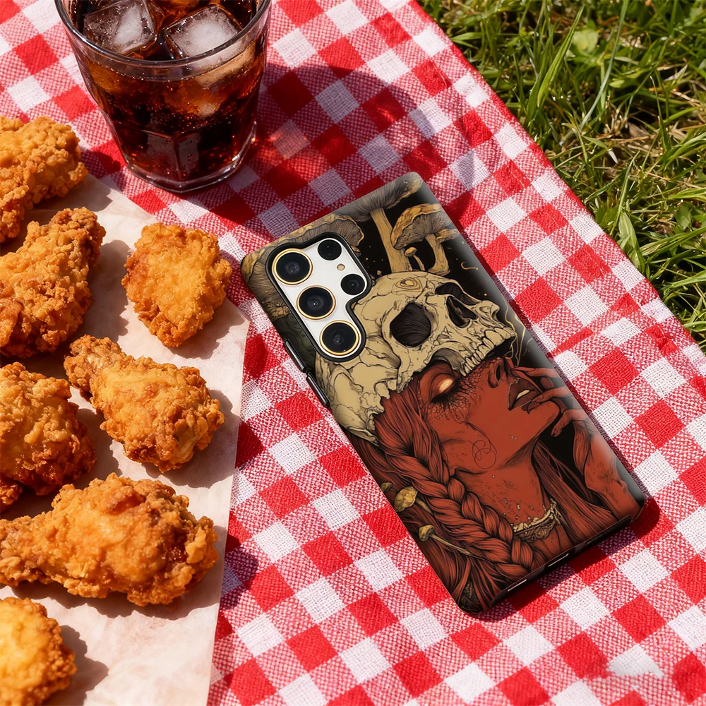 Skull and Mushroom Halloween Glossy Double-layer Phone Case
