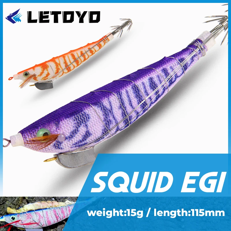 LETOYO Luminous Squid jig steel wire bait Artificial Baits squid lure EGI sutte For Octopus Cuttlefish sea fishing supplies