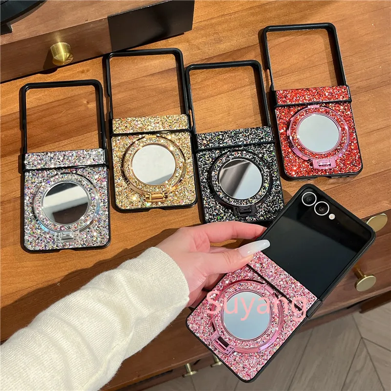 Magnetic Phone Case With Makeup Mirror For Samsung Galaxy Z Flip_voghion.com