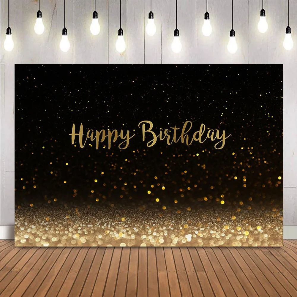 

Блестящий Фон для дня рождения, золотой боке, Фотофон с днем рождения, предметы декора, фотосессия, тематический фото фон для взрослых и женщин