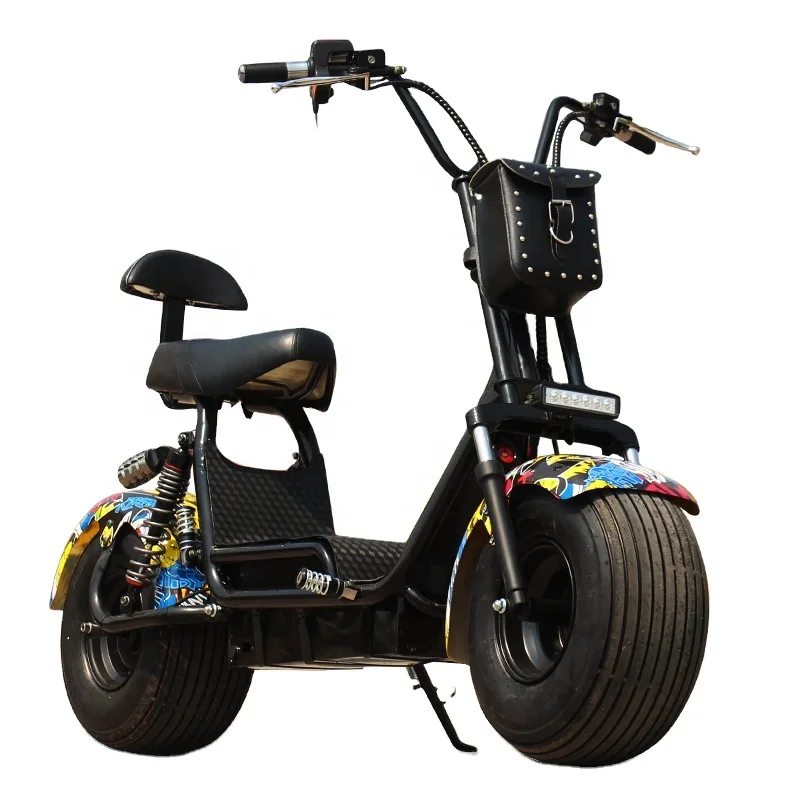 

Electric Scooter 2 Wheels Citycoco Sport E Motorcycle Fat Tire 1000W 40km/h Wide Tyre Bike