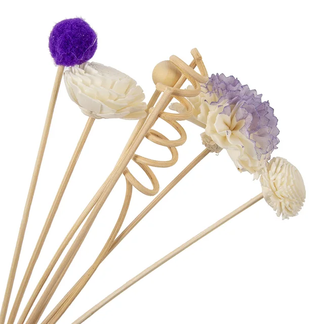 7 db Lila Szegfű Láng Nélküli Aroma Szőlő Kombináció Tűz Aromaterápia Rattan Bot Illat Diffúzor Lakberendezés - Image 4