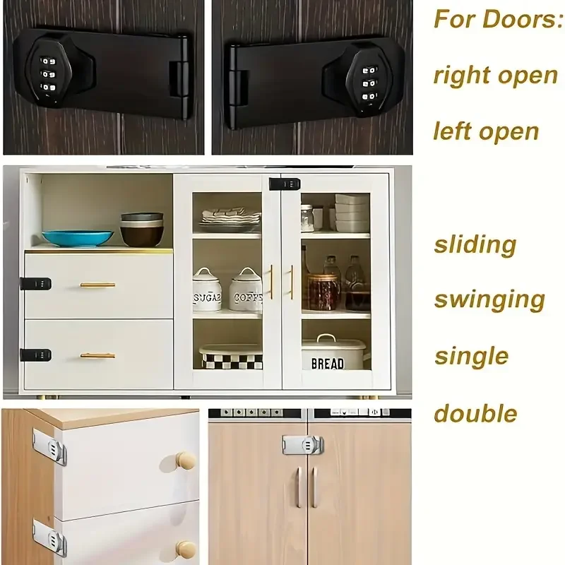 Cabinet Door Password Unlock Anti-theft Double Open Digital Security Lock for Drawers Refrigerators File Cabinets
