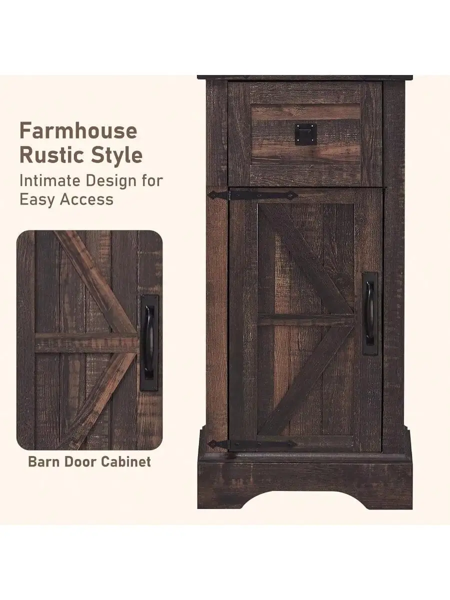 OKD Farmhouse Storage Cabinet with Adjustable Shelves and Storage Drawer Tall Linen Tower for Bathroom and Living Room D 4