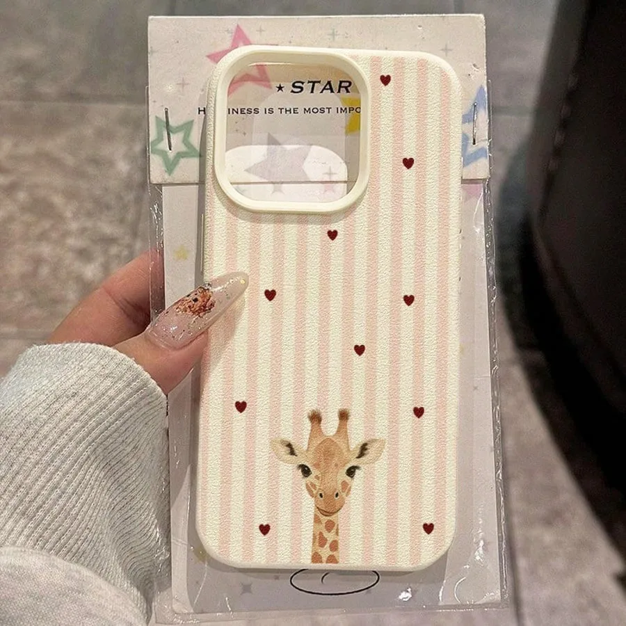 Cute Bowknot Giraffe Striped Pattern Soft Phone Case Cover