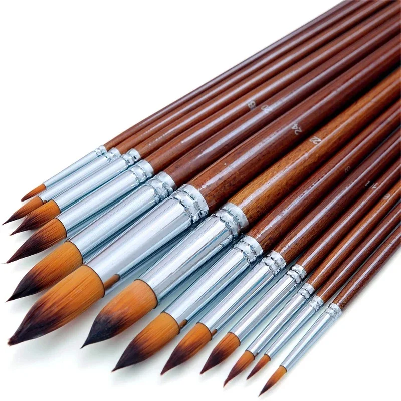 13Pcs Paint Brushes Set Long Handle Large Brushes Soft Anti-Shedding Nylon Hair Paint Brush for Watercolor Oil Gouache Painting 13pcs round artist paint brushes set professional long wood handle nylon hair paintbrushes for watercolor acrylic oil painting