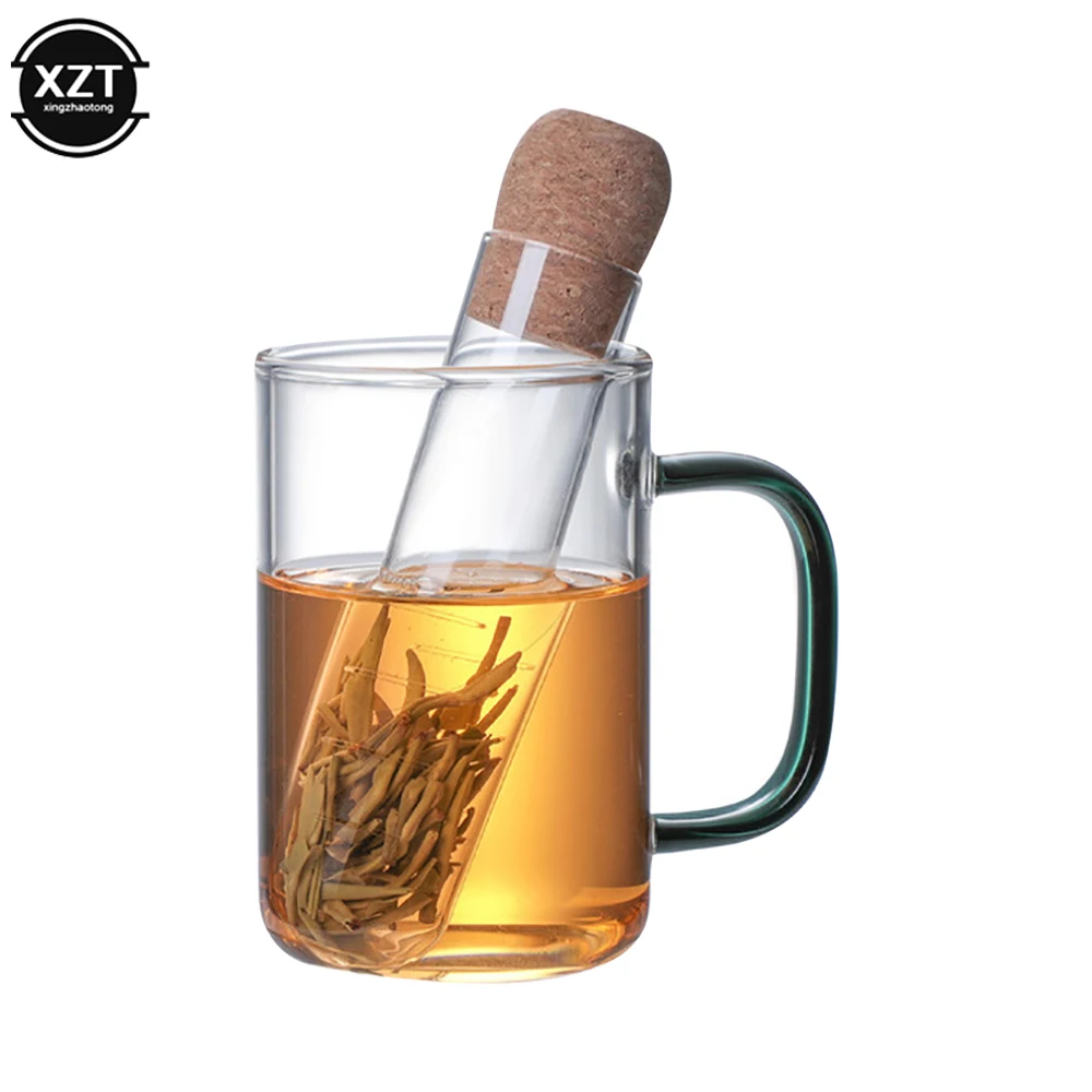 Transparent Glass Test Tube Tea Strainer Tea Filter Cork Glass Can Mini Lazy Person Drinking Set Kitchen Tools tea strainer,tea filter
