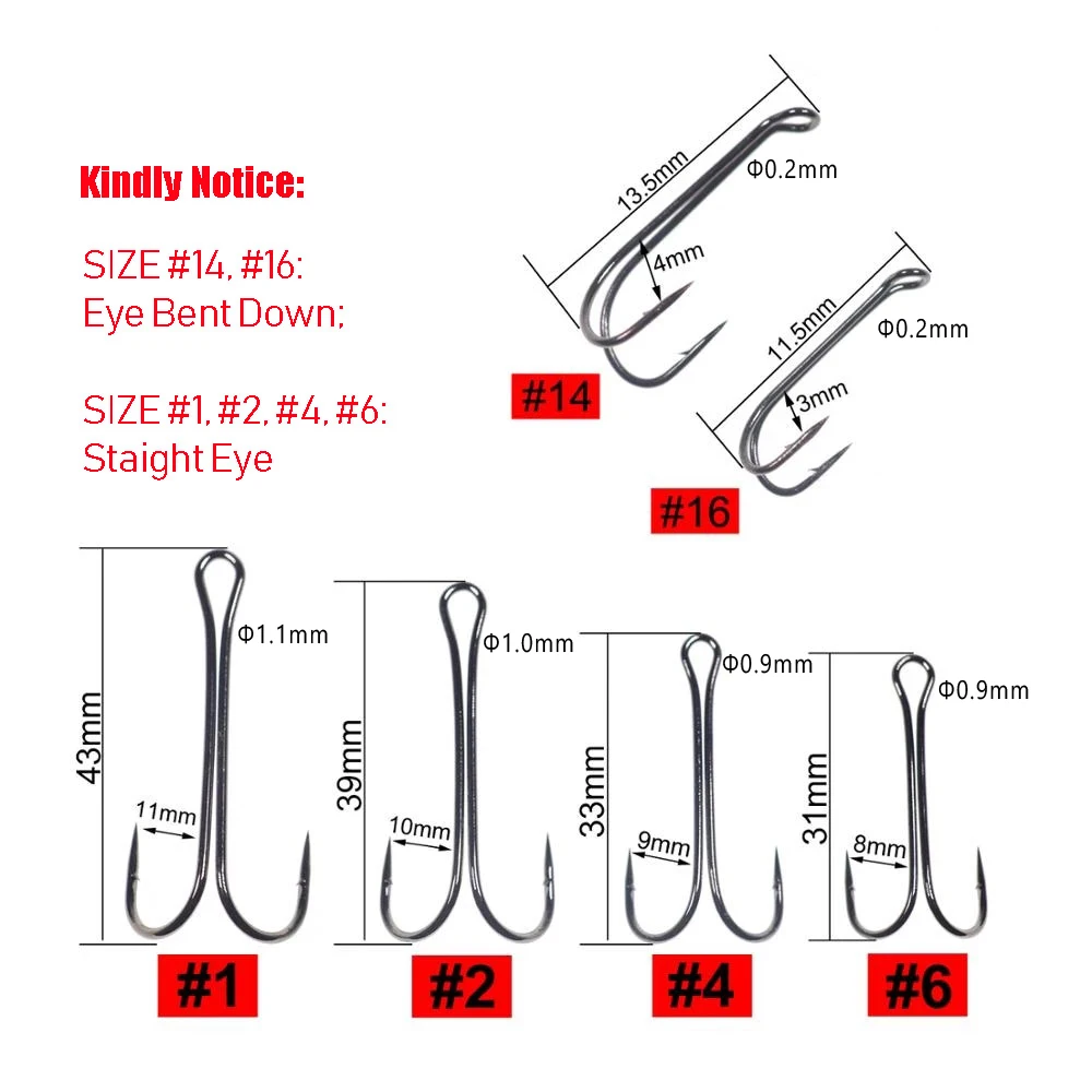 Wifreo-더블 후크 플라이 후크, 고 탄소강, 바다낚시, 강한 와이어, 연어 낚시 후크, 1 2 4 6, 10 개