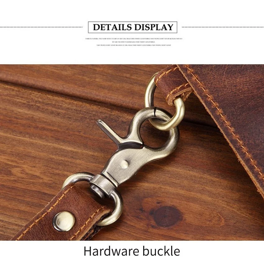 Crazy Horse Leather Craft Man's Handbag  Cowhide Business Bag   Large Capacity File Grab Bag   Cow Leather Bag