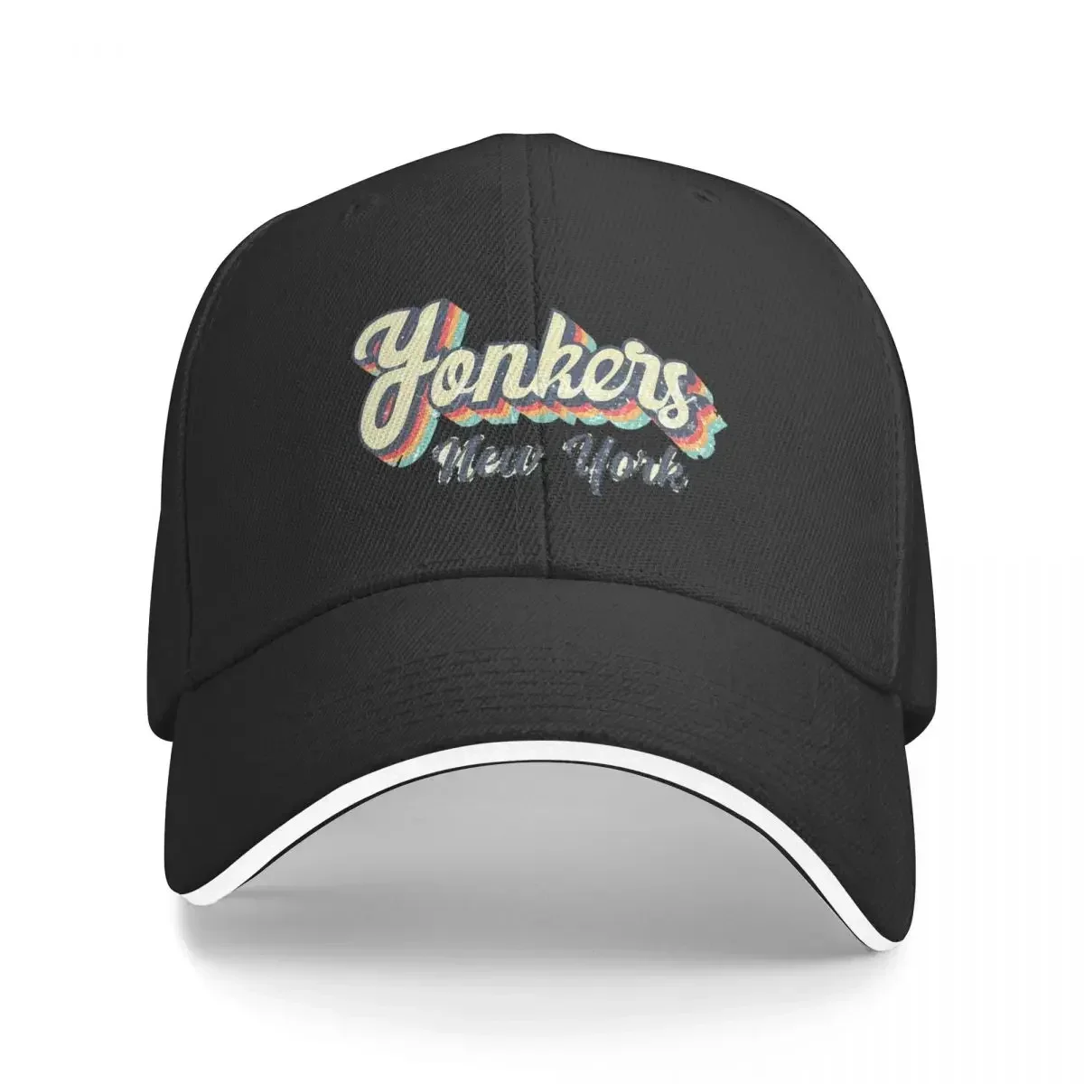 Yonkers City New York Retro Vintage 70s Rainbow Baseball Caps Snapback Fashion Baseball Hats Breathable Unisex Polychromatic