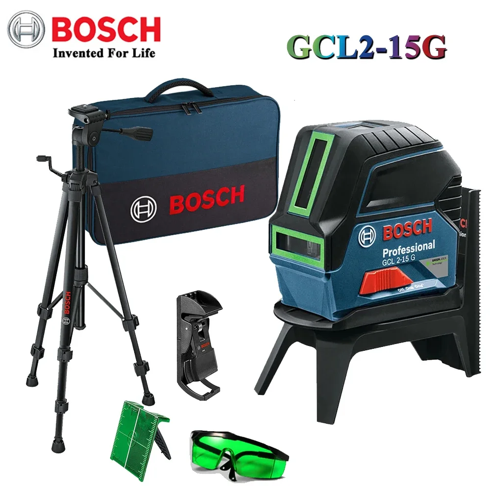 Bosch Laser Level Gcl 2-15G Laser 2 Linee 2 Punti Linea Di Proiezione A Raggio Verde Autolivellante Indoor Outdoor Disponibile