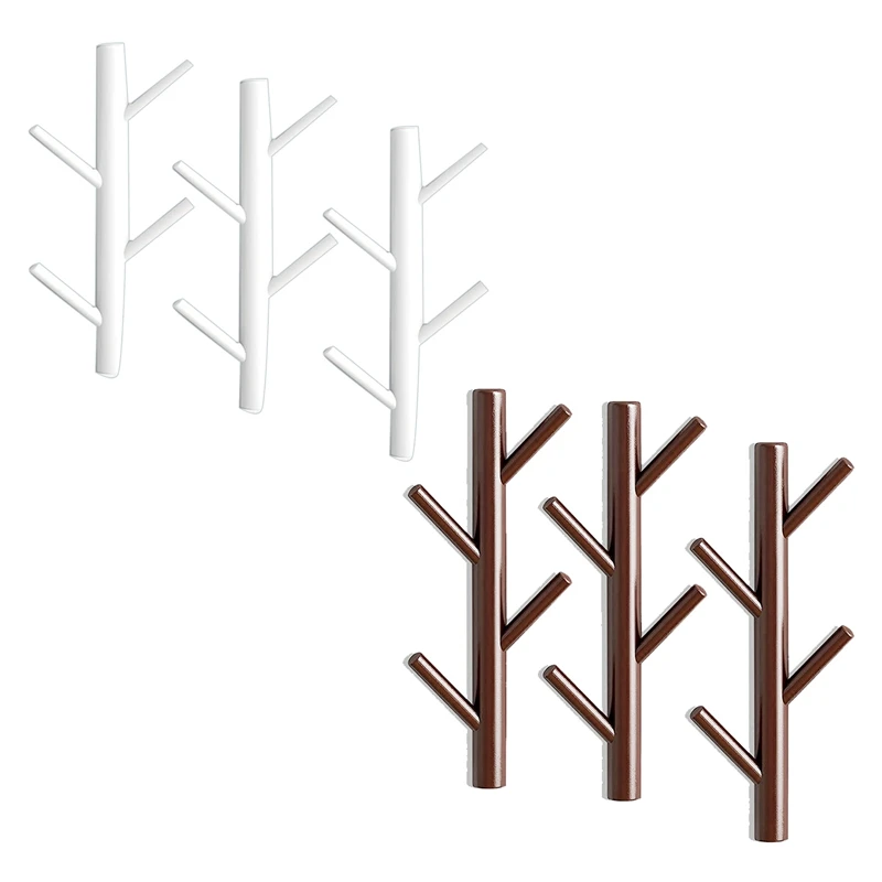 

4 Hooks Hanging Pegs Modern Wall Mounted Coat And Hat Rack,Wood Hook Wall Decor Hanger For Bedroom - 3 Pack